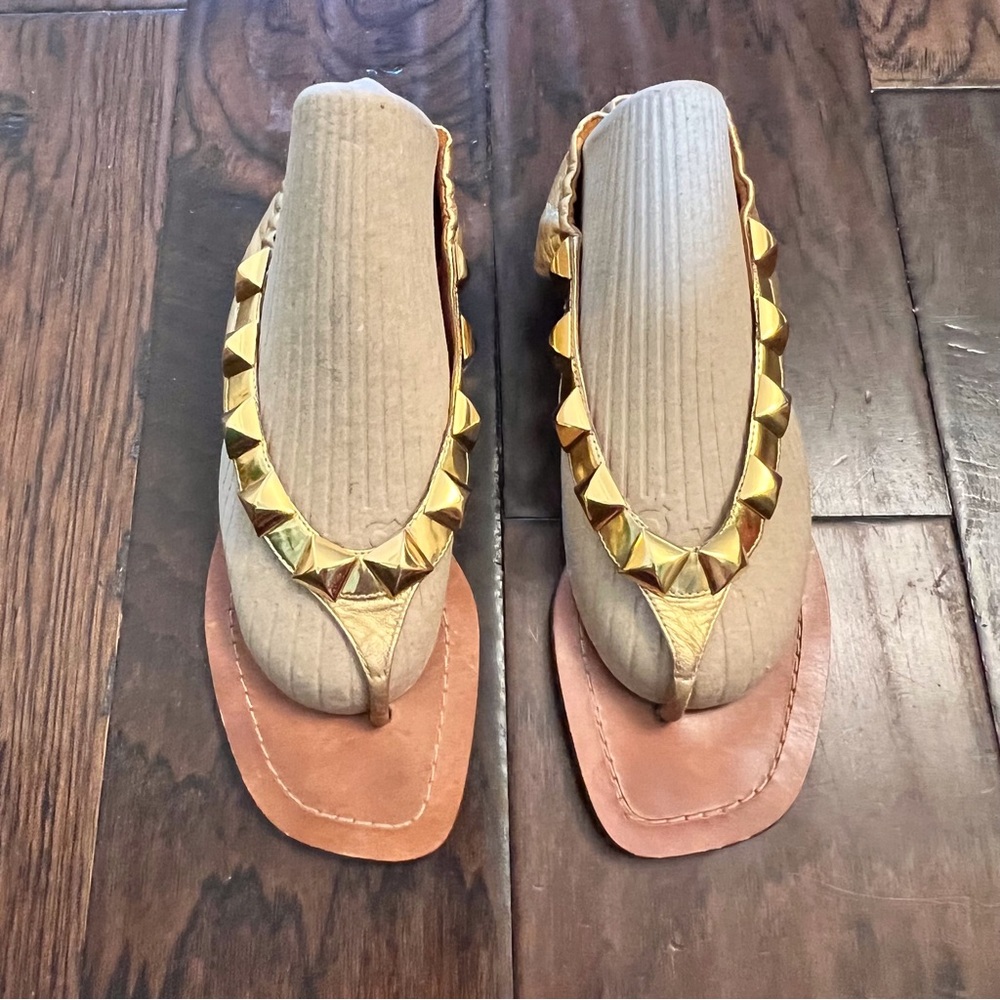 BCBG Maxazria Gold Studded Sandals